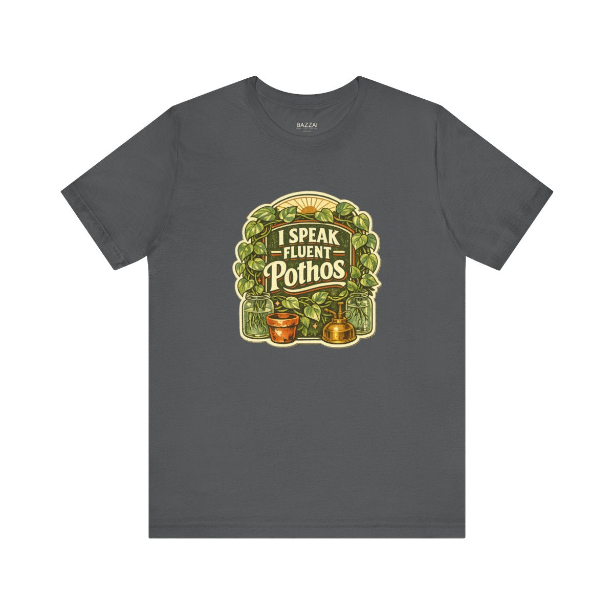 Houseplant Gift T-Shirt — I Speak Fluent Pothos — plant mom t-shirt design by Margaux