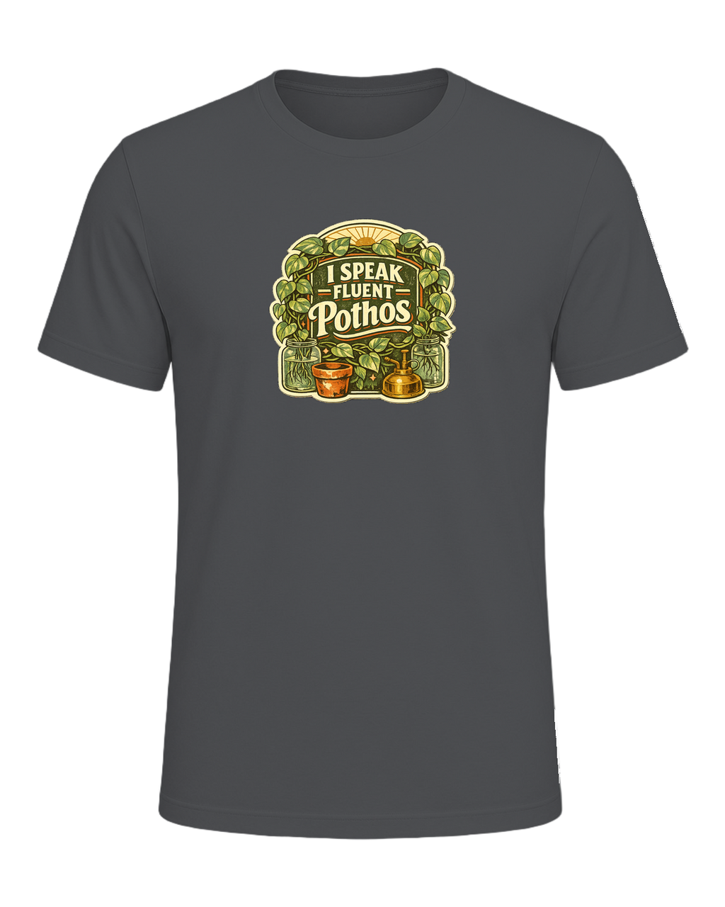 I Speak Fluent Pothos Tee — Asphalt