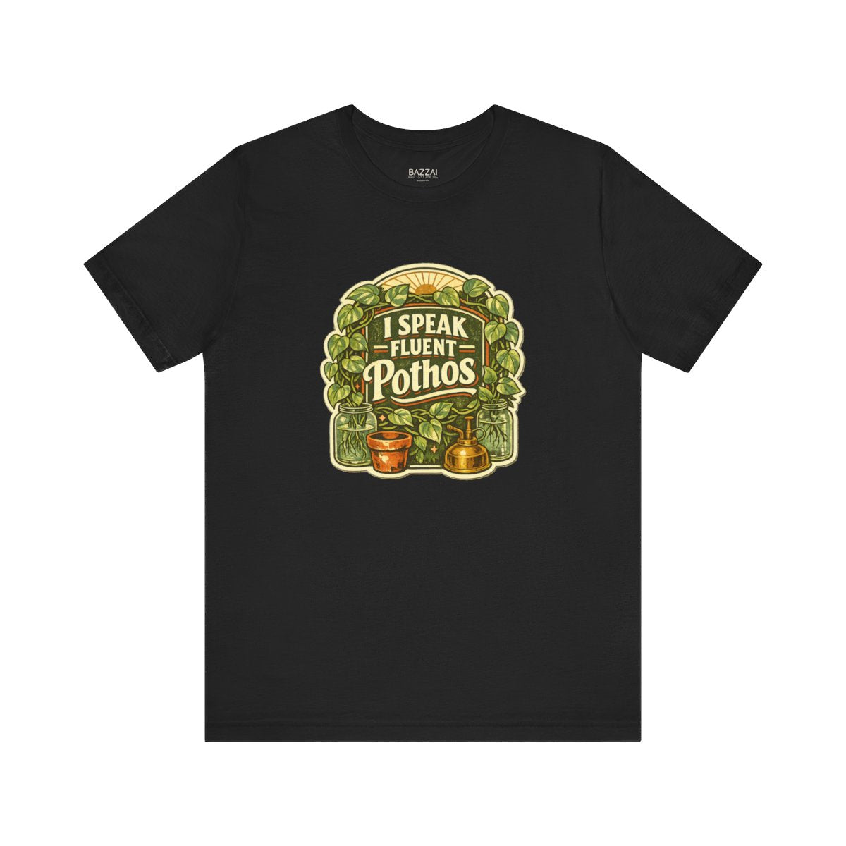 Houseplant Gift T-Shirt — I Speak Fluent Pothos — plant mom t-shirt design by Margaux
