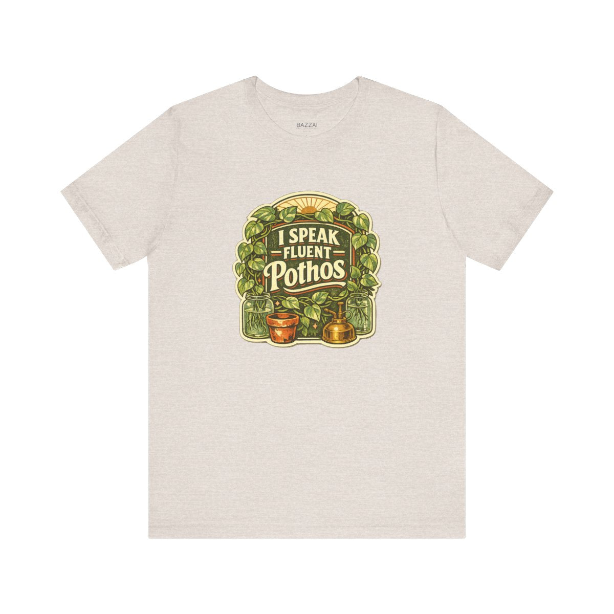 Houseplant Gift T-Shirt — I Speak Fluent Pothos — plant mom t-shirt design by Margaux