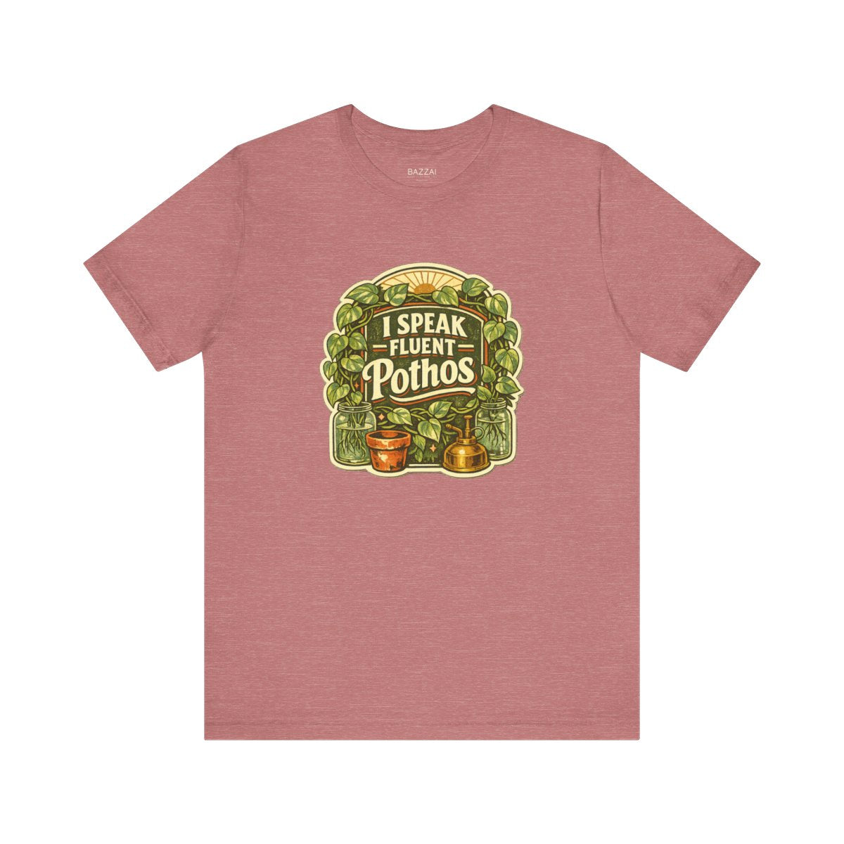 Houseplant Gift T-Shirt — I Speak Fluent Pothos — plant mom t-shirt design by Margaux