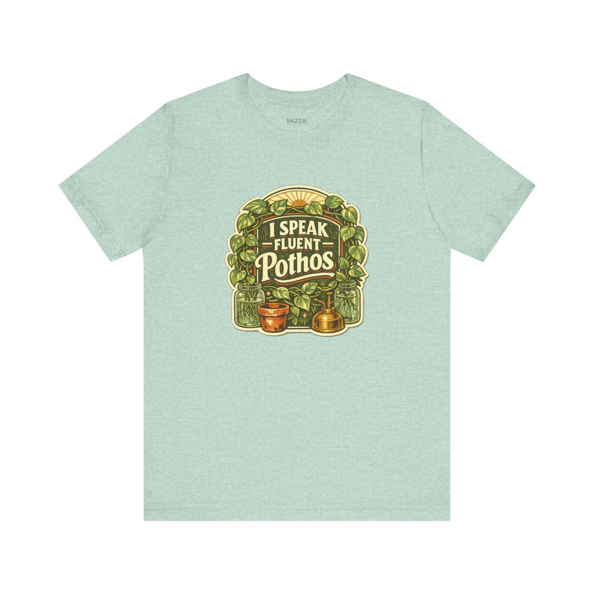 Houseplant Gift T-Shirt — I Speak Fluent Pothos — plant mom t-shirt design by Margaux