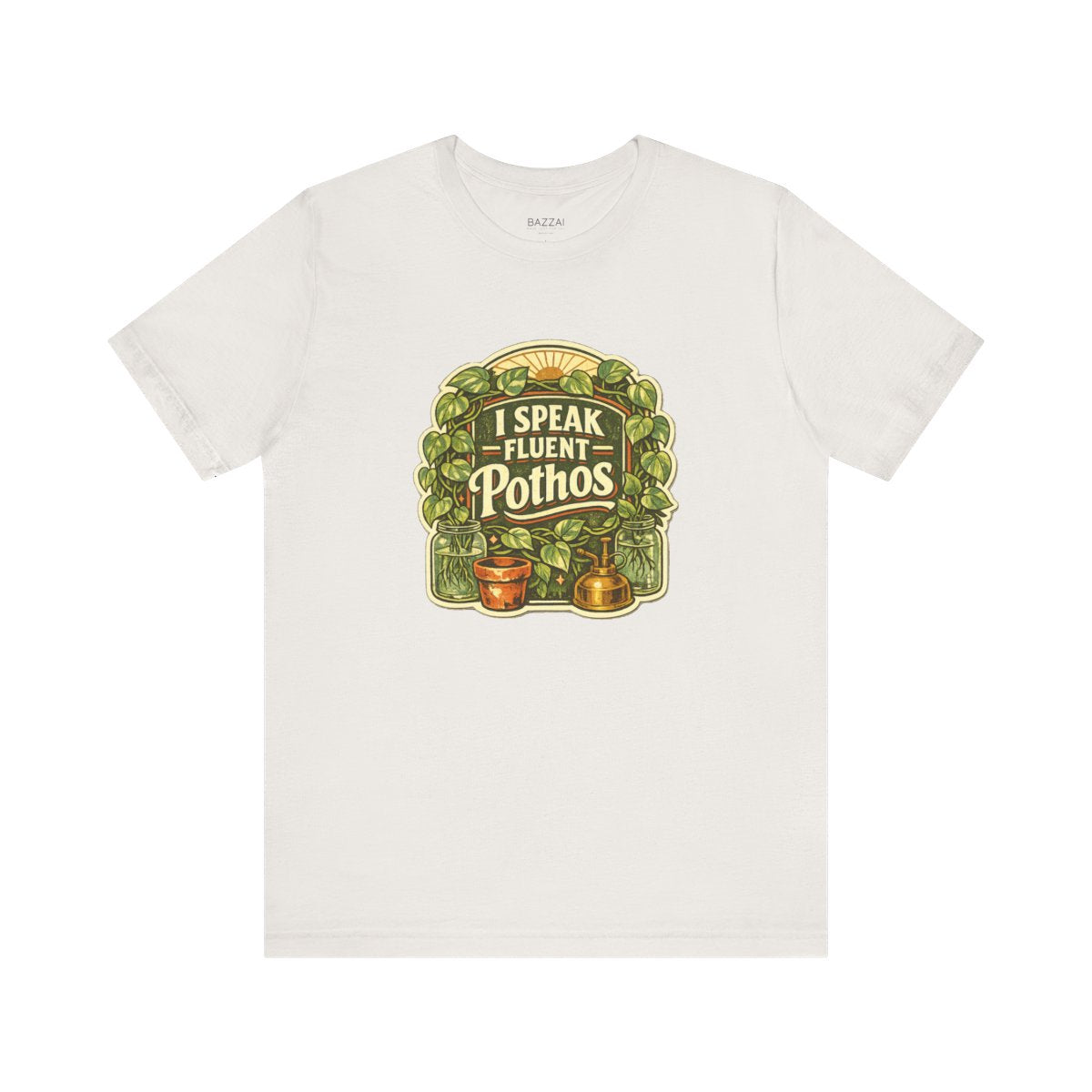 Houseplant Gift T-Shirt — I Speak Fluent Pothos — plant mom t-shirt design by Margaux