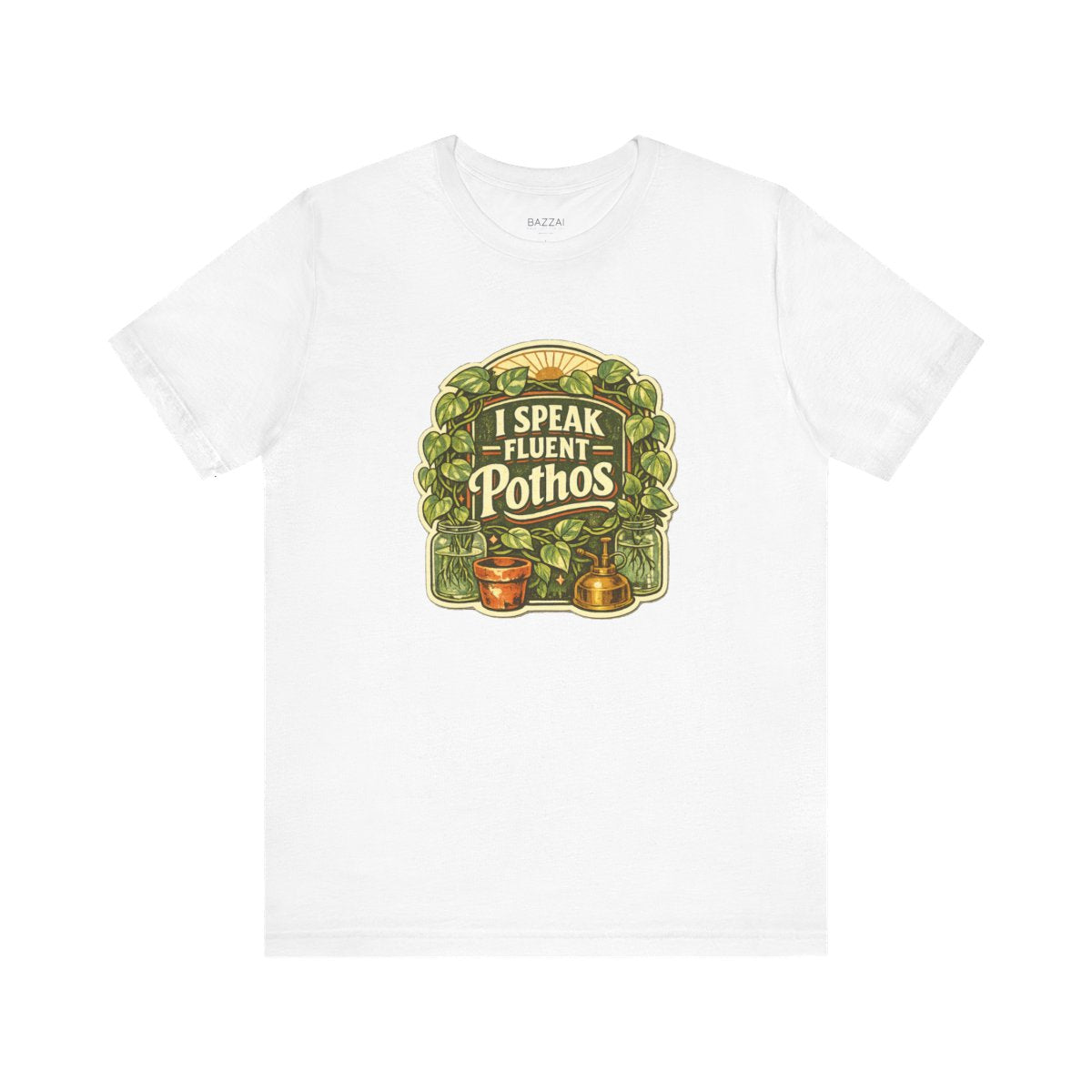 Houseplant Gift T-Shirt — I Speak Fluent Pothos — plant mom t-shirt design by Margaux