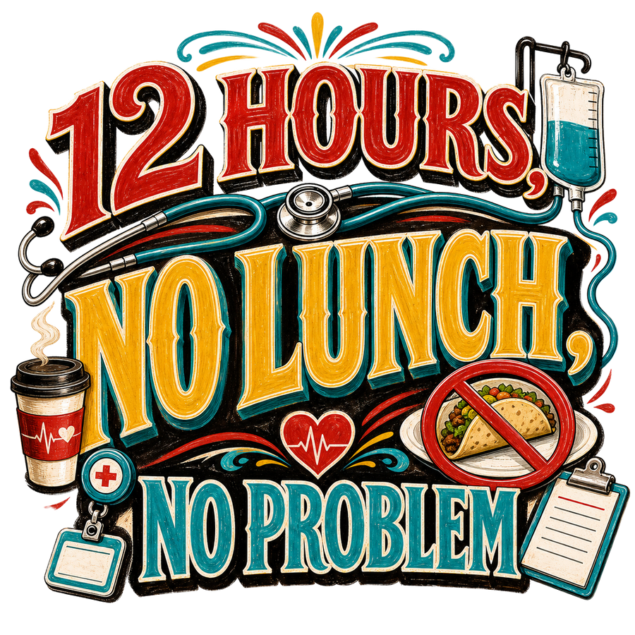 Funny Nurse T-Shirt — 12 Hours, No Lunch, No Problem
