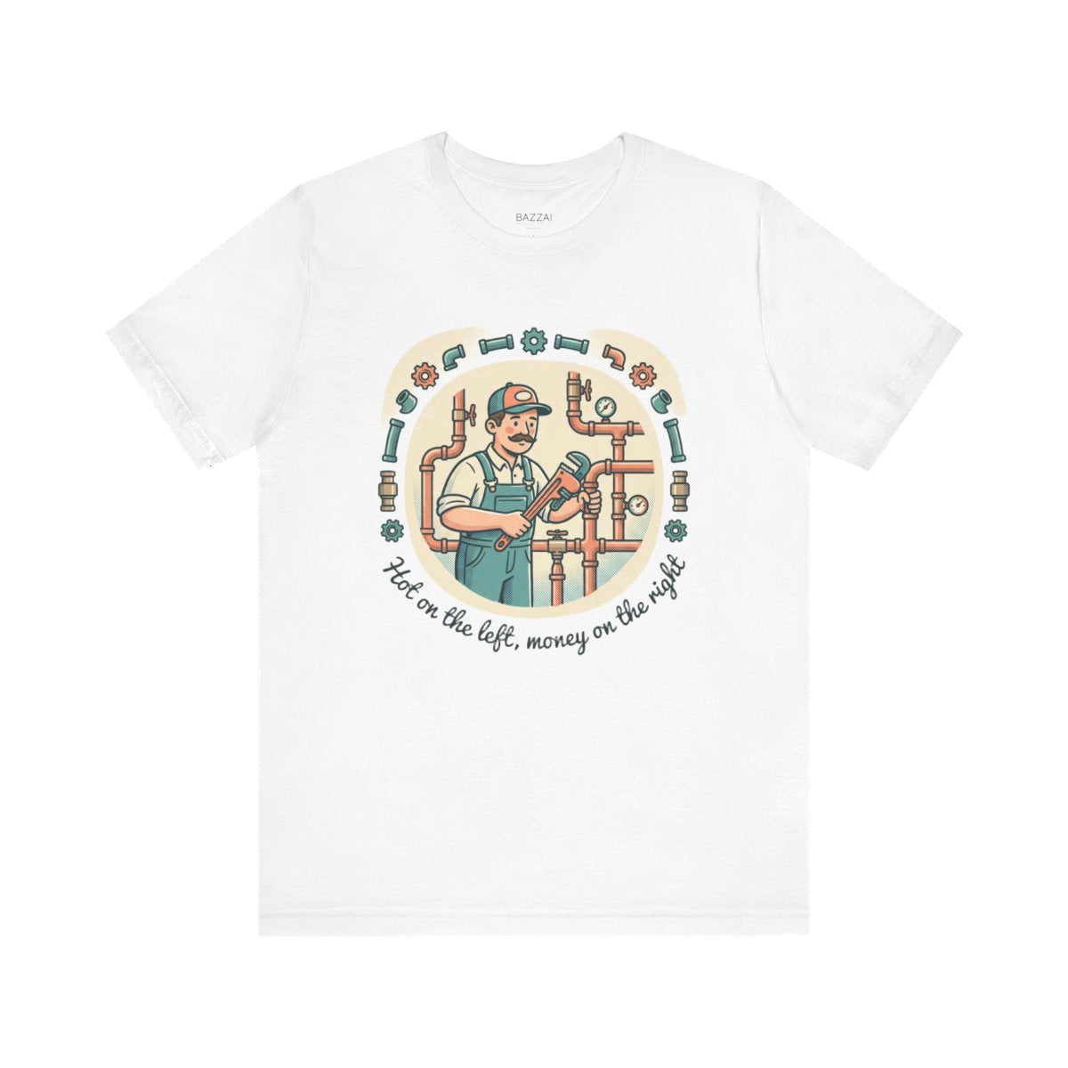 Funny Plumber T-Shirt — Hot on the Left, Money on the Right — t-shirt design