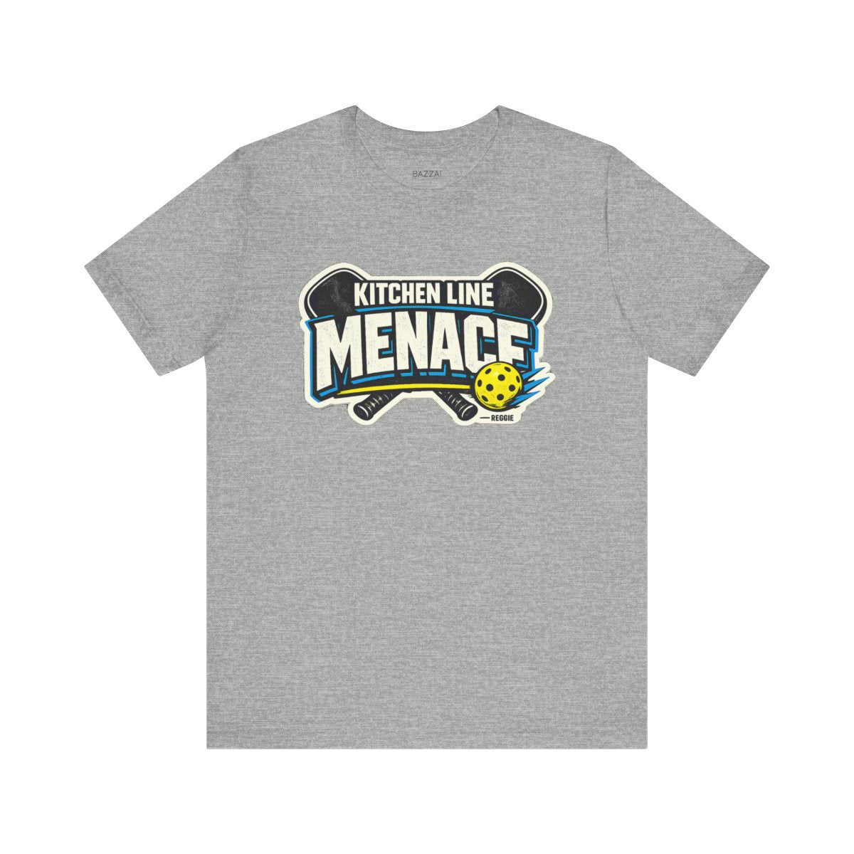 Pickleball Player T-Shirt — A Menace at the Kitchen Line — pickleball t-shirt design by Reggie