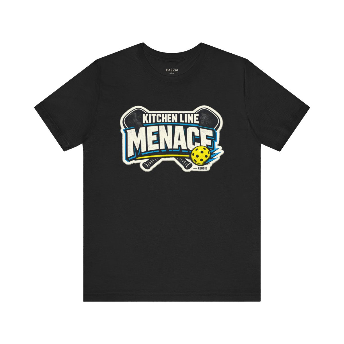 Pickleball Player T-Shirt — A Menace at the Kitchen Line — pickleball t-shirt design by Reggie