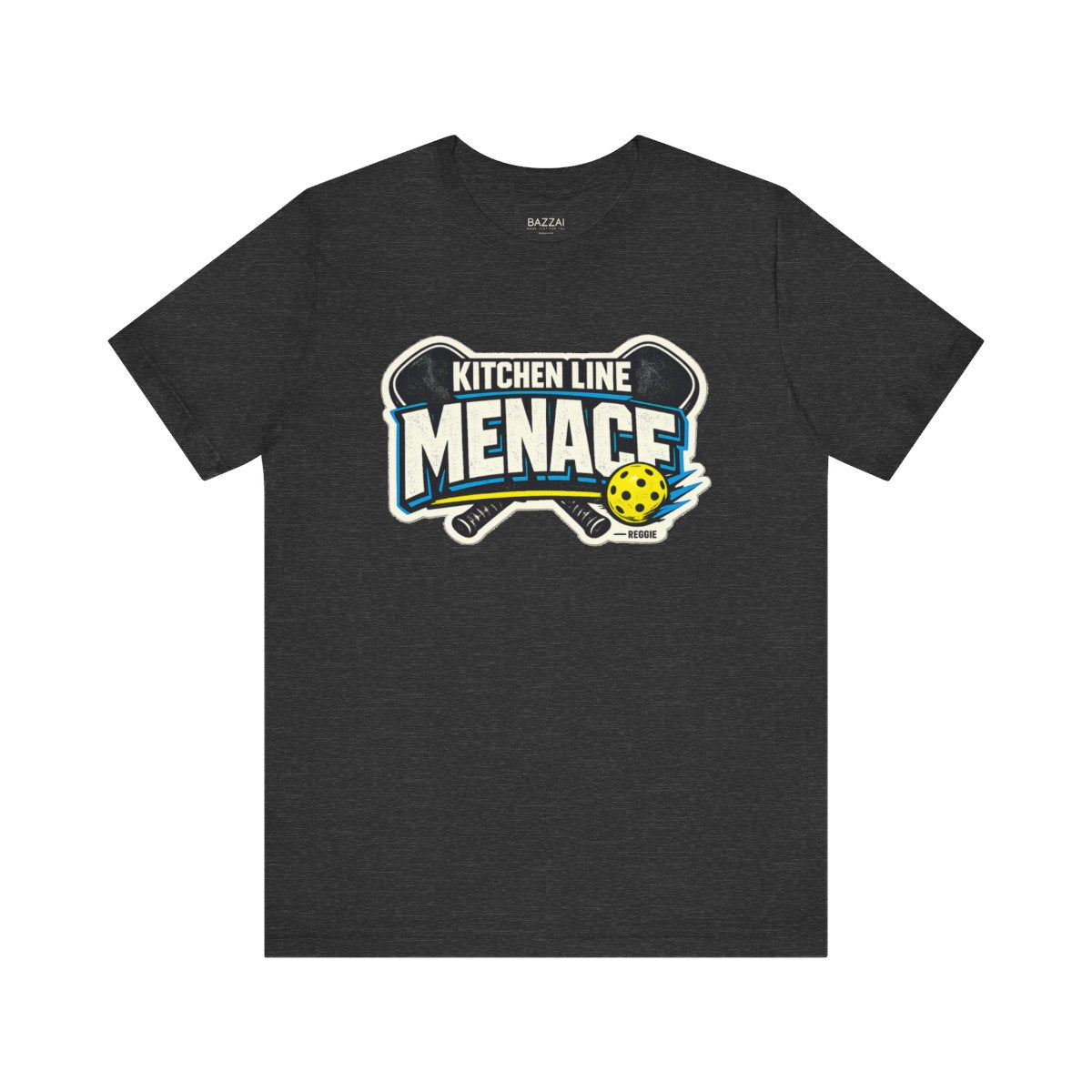 Pickleball Player T-Shirt — A Menace at the Kitchen Line — pickleball t-shirt design by Reggie