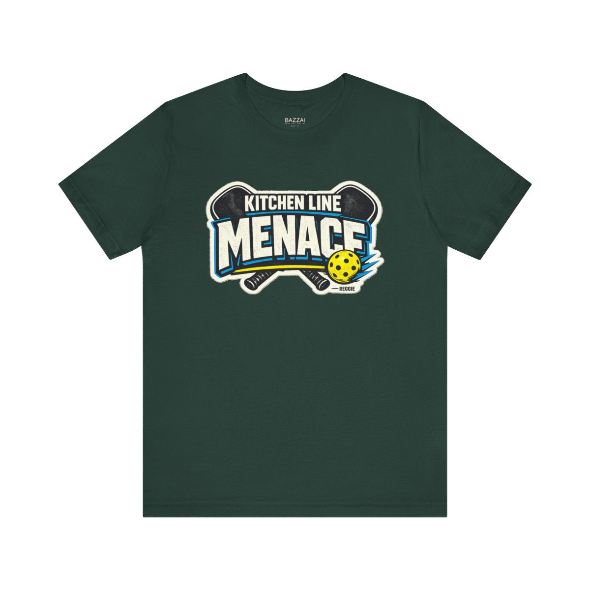 Pickleball Player T-Shirt — A Menace at the Kitchen Line — pickleball t-shirt design by Reggie