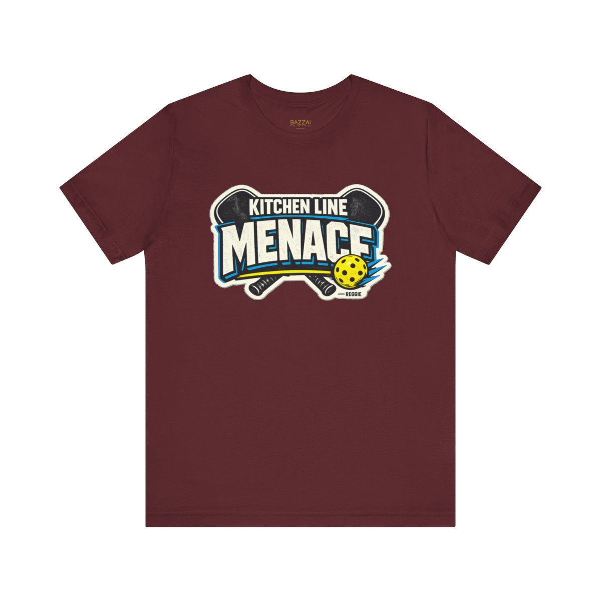 Pickleball Player T-Shirt — A Menace at the Kitchen Line — pickleball t-shirt design by Reggie