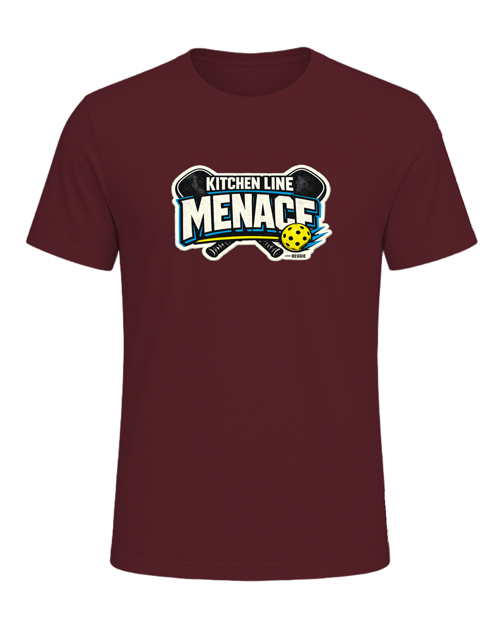 A bold pickleball tee for players who become a menace at the kitchen line. — Maroon