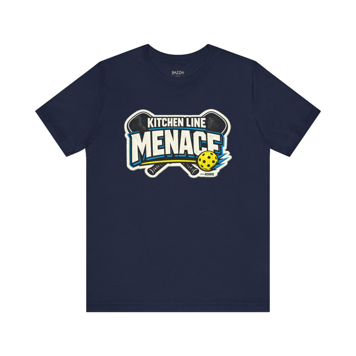 Pickleball Player T-Shirt — A Menace at the Kitchen Line — pickleball t-shirt design by Reggie