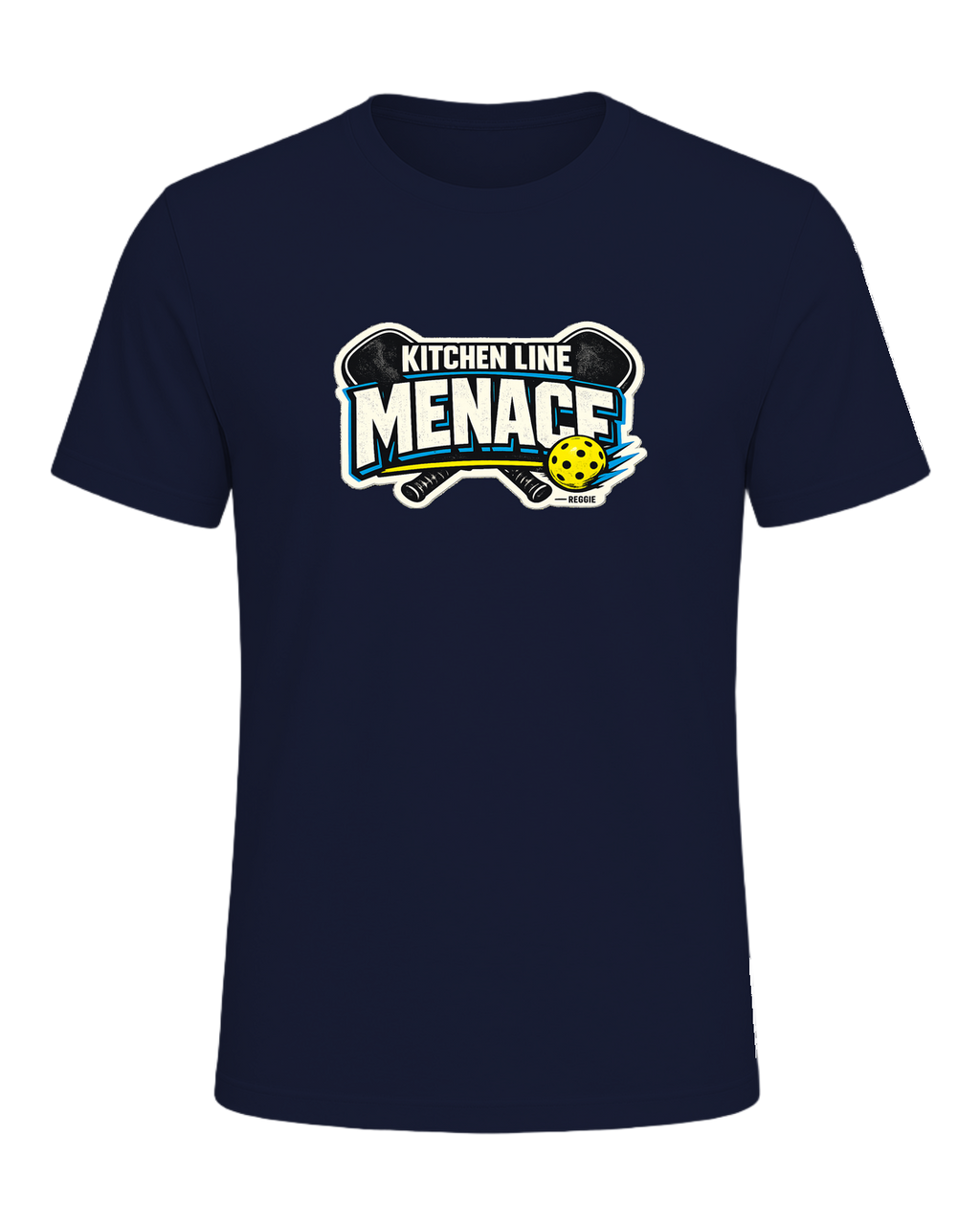 A bold pickleball tee for players who become a menace at the kitchen line. — Navy