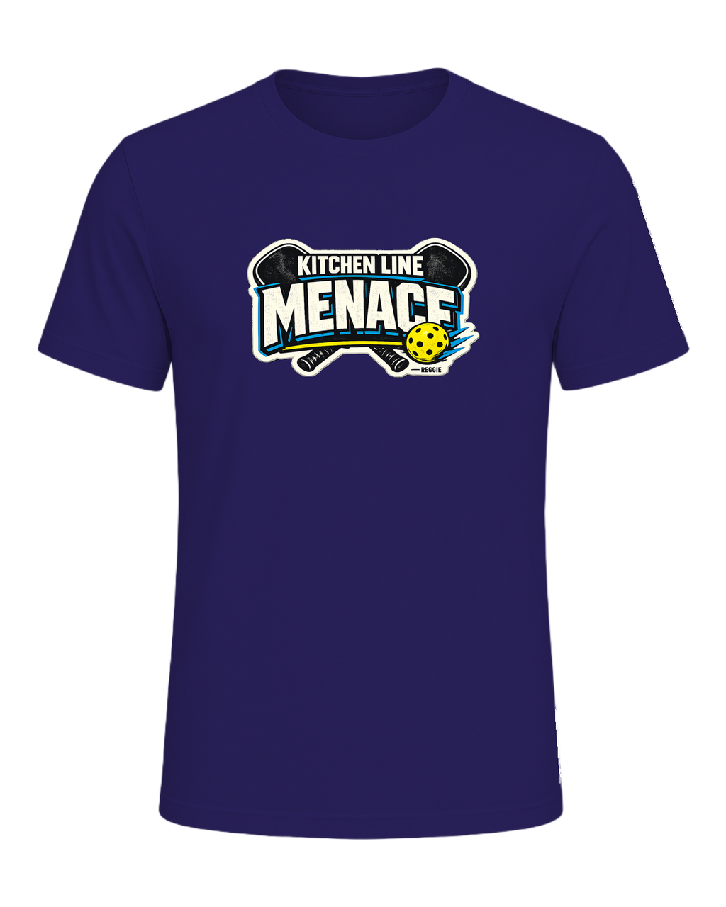 A bold pickleball tee for players who become a menace at the kitchen line. — Team Navy