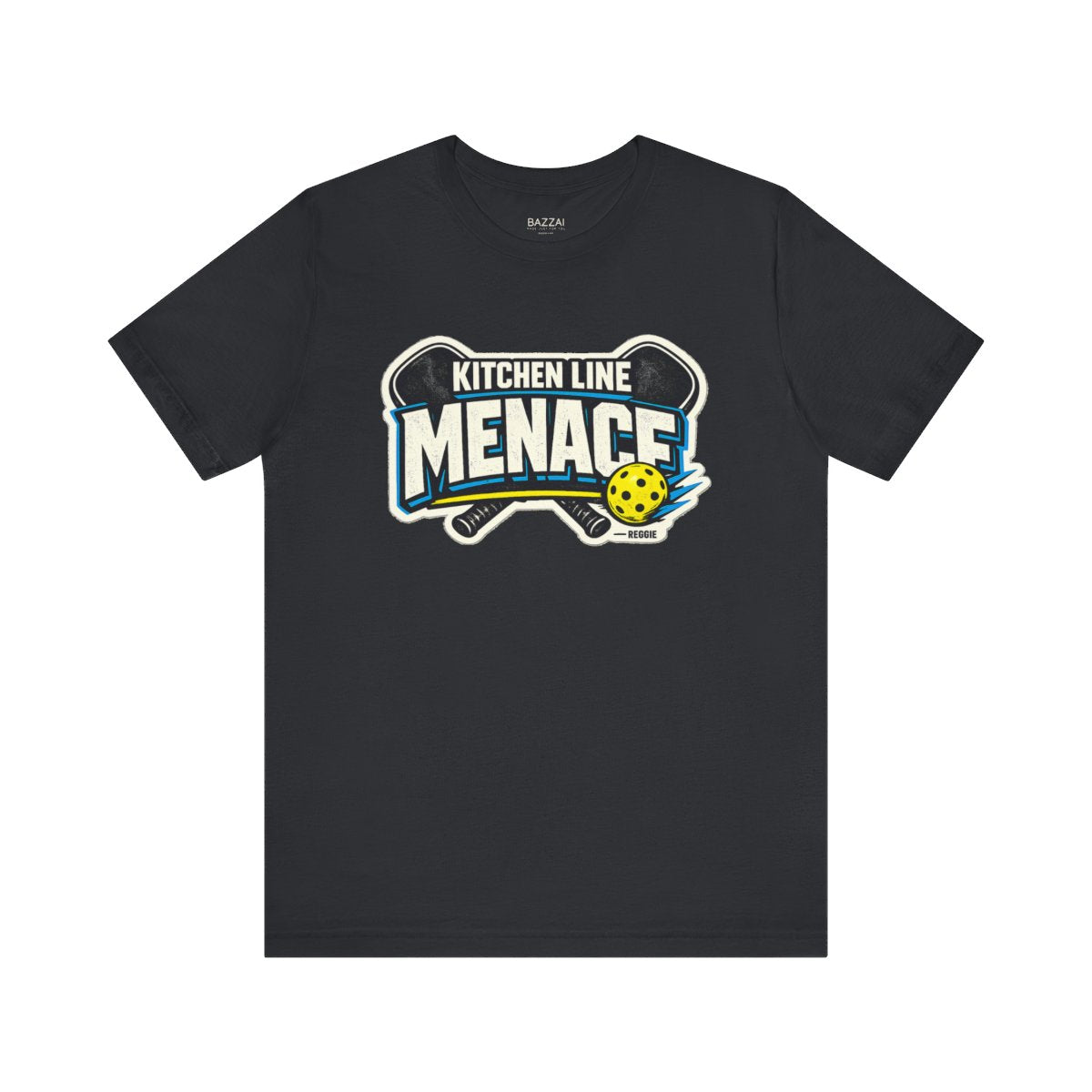 Pickleball Player T-Shirt — A Menace at the Kitchen Line — pickleball t-shirt design by Reggie