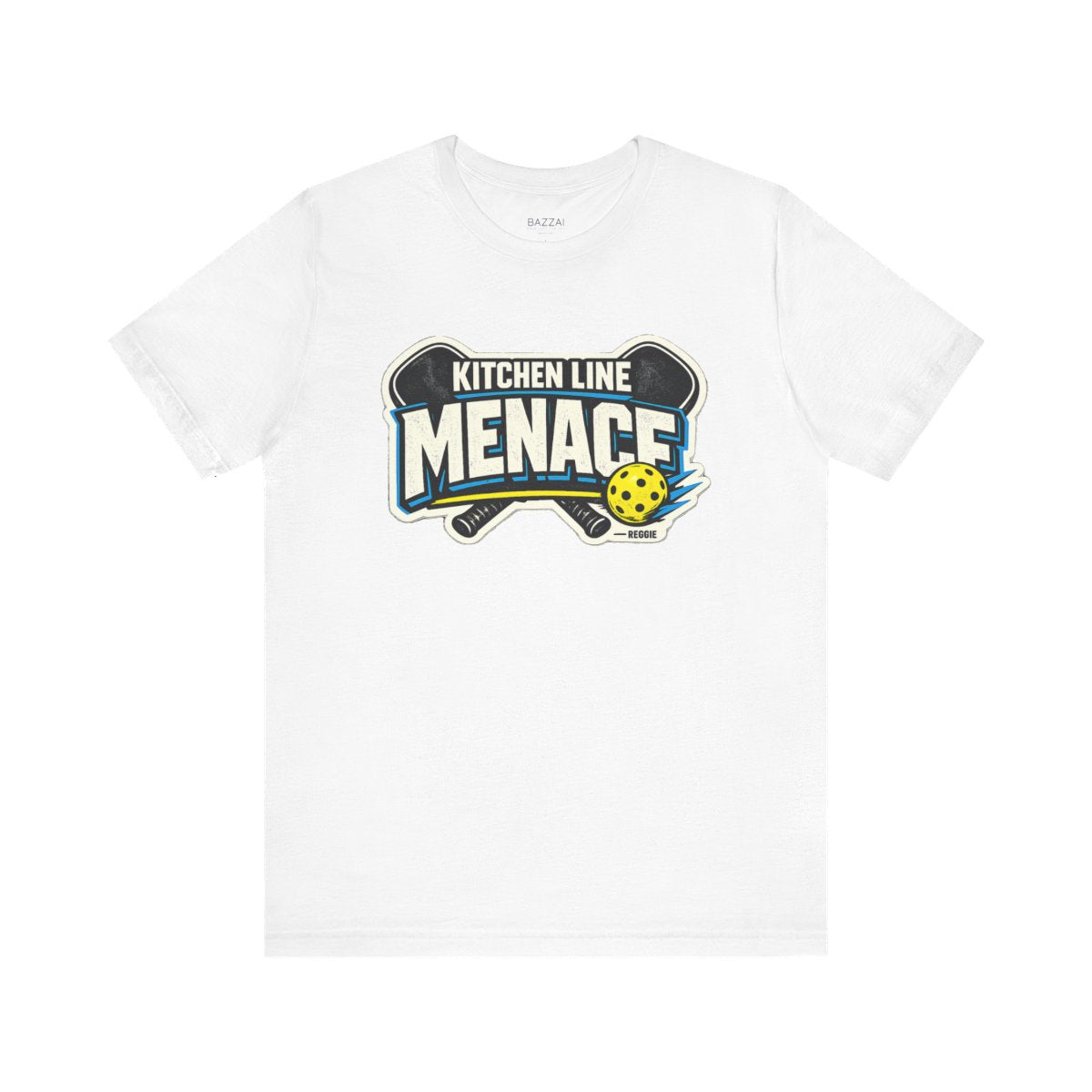 Pickleball Player T-Shirt — A Menace at the Kitchen Line — pickleball t-shirt design by Reggie