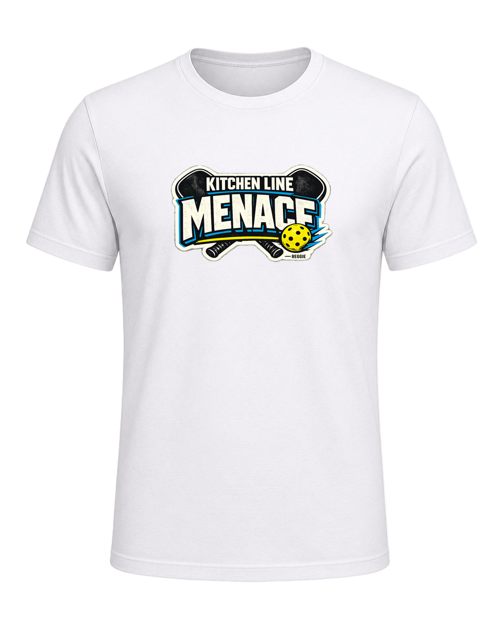 A bold pickleball tee for players who become a menace at the kitchen line. — White