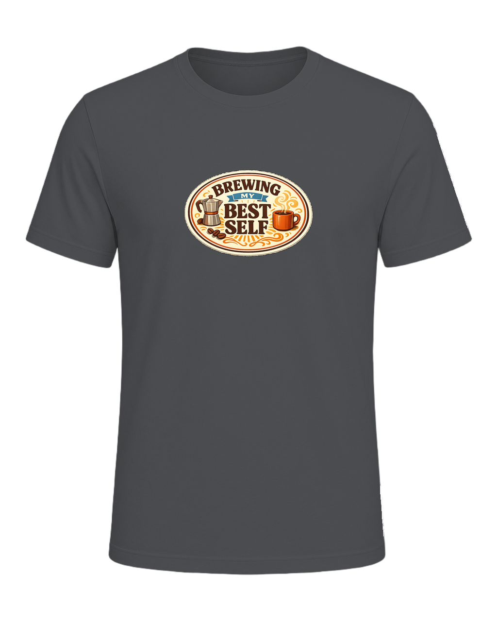 Brewing My Best Self Tee — Asphalt
