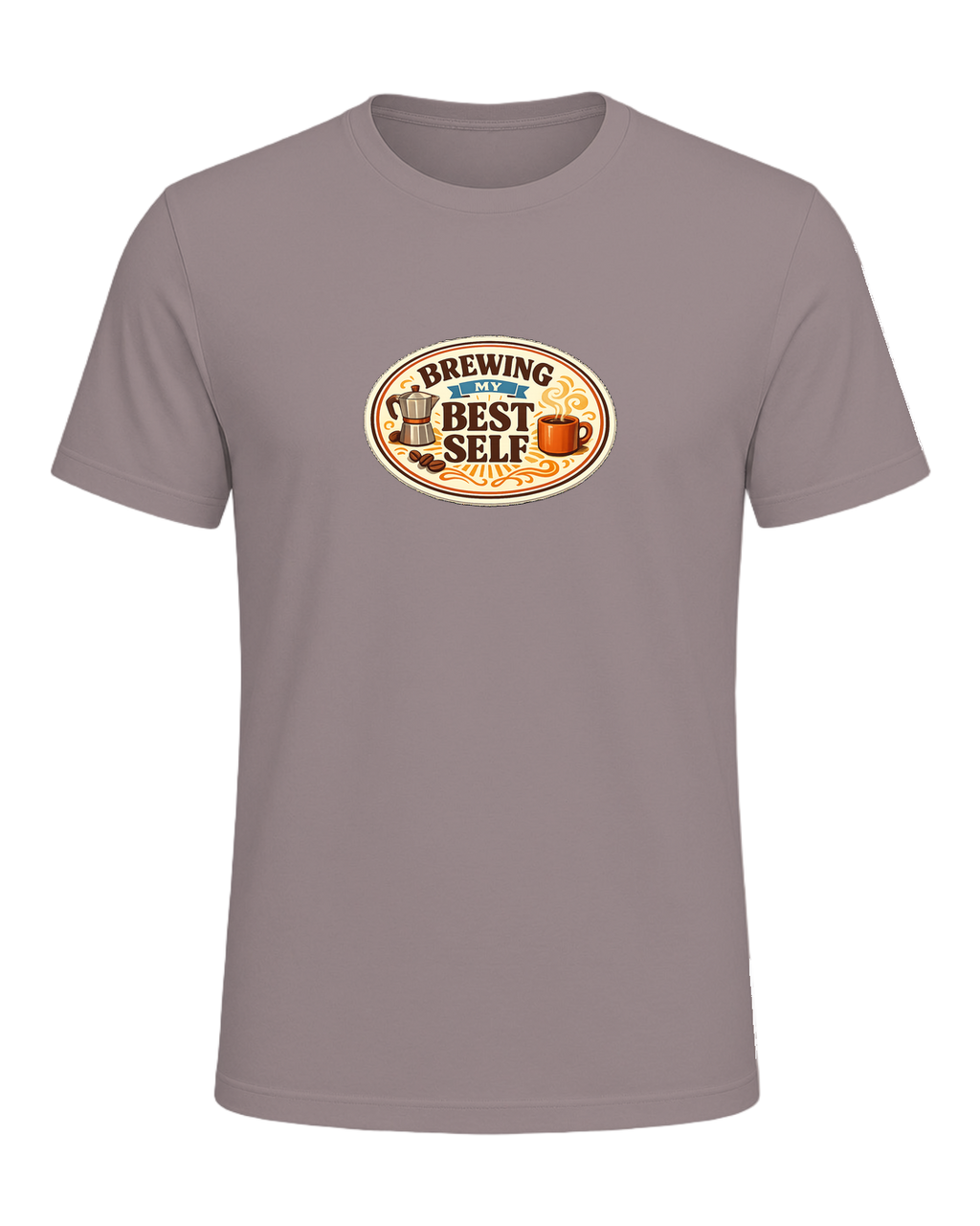 Brewing My Best Self Tee — Pebble Brown