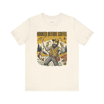 Angler Gift T-Shirt — Hooked Before Coffee