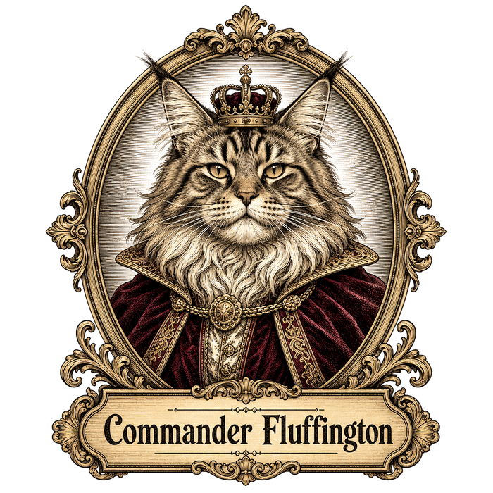 Commander Fluffington Velvet Robe Portrait