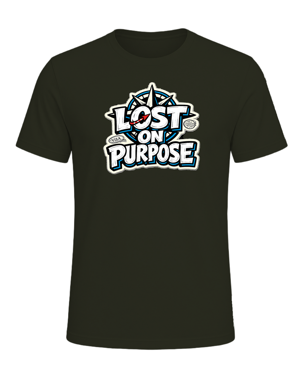 A loud travel tee for wanderers who treat detours like the destination. — Dark Olive