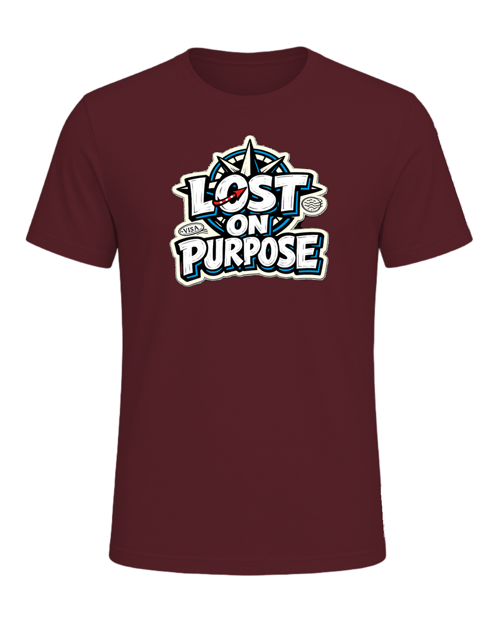 A loud travel tee for wanderers who treat detours like the destination. — Maroon