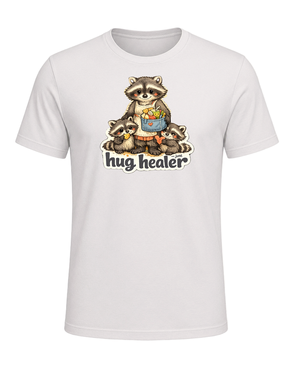 Snack Dealer, Hug Healer Tee — Heather Cement