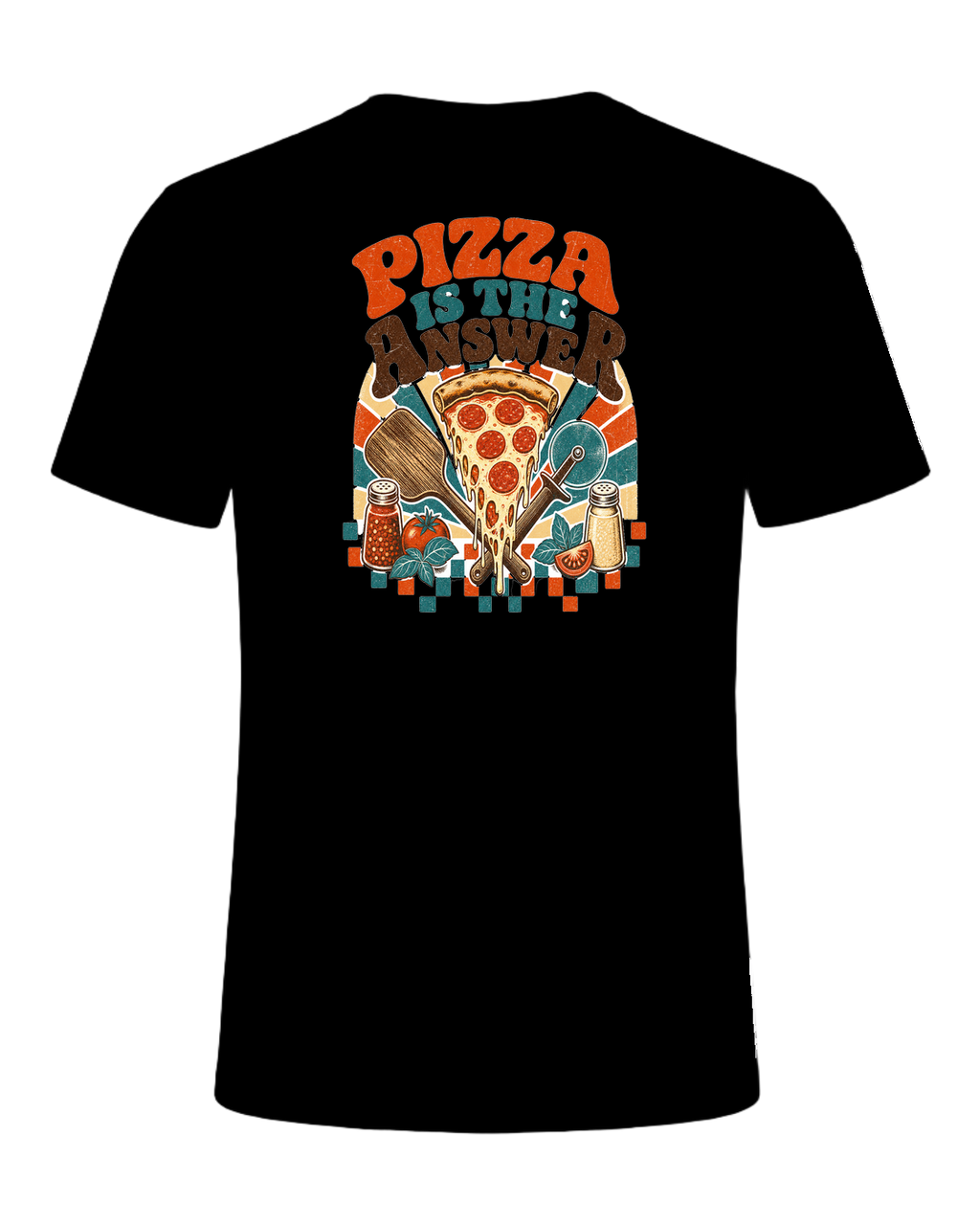 PIZZA IS THE ANSWER — Black