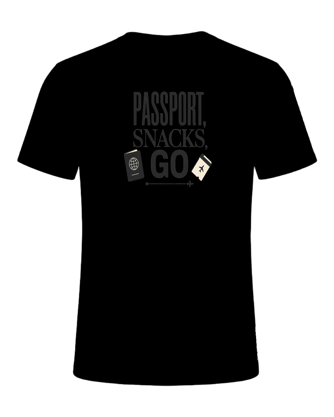 PASSPORT, SNACKS, GO — Black