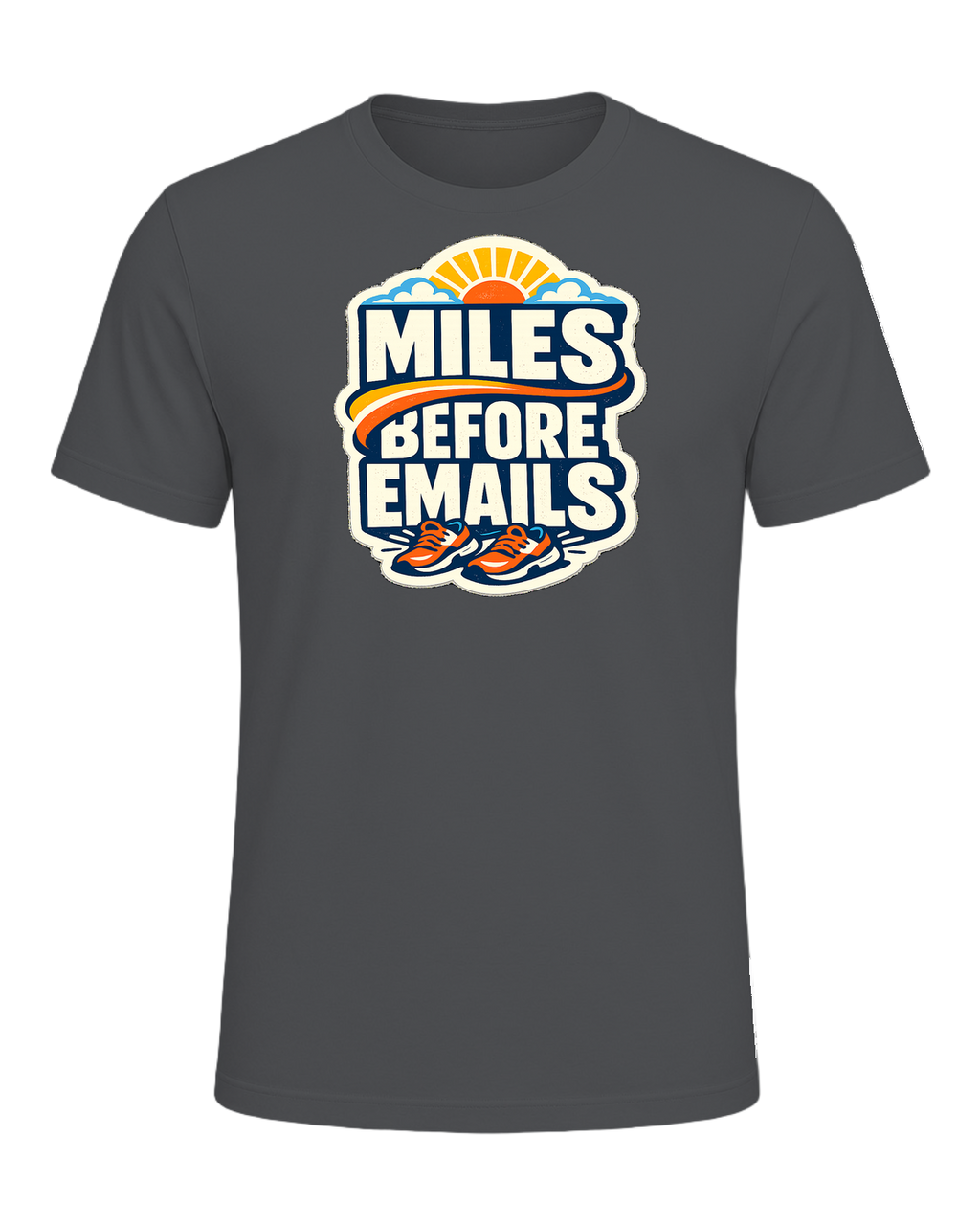 Miles Before Emails Tee — Asphalt