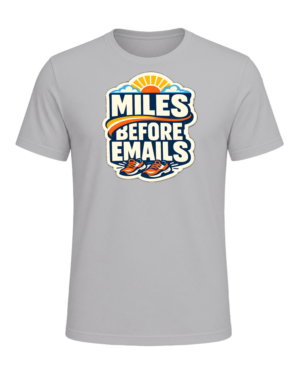 Miles Before Emails Tee — Athletic Heather