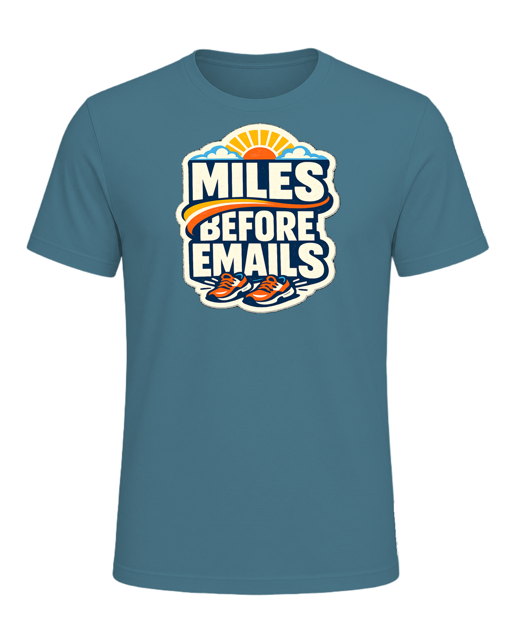 Miles Before Emails Tee — Heather Deep Teal