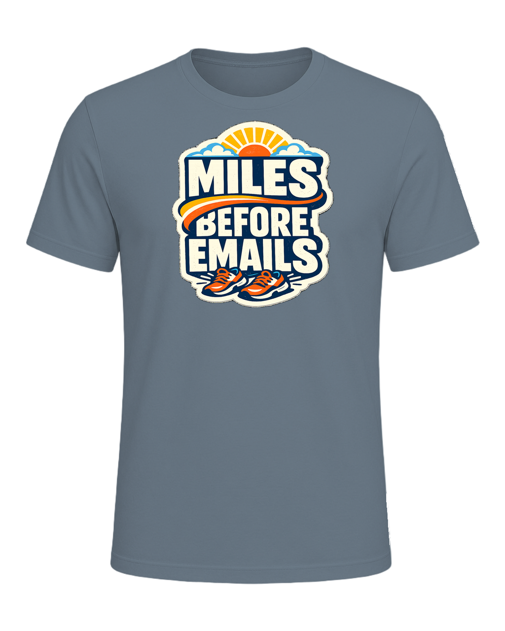 Miles Before Emails Tee — Heather Slate
