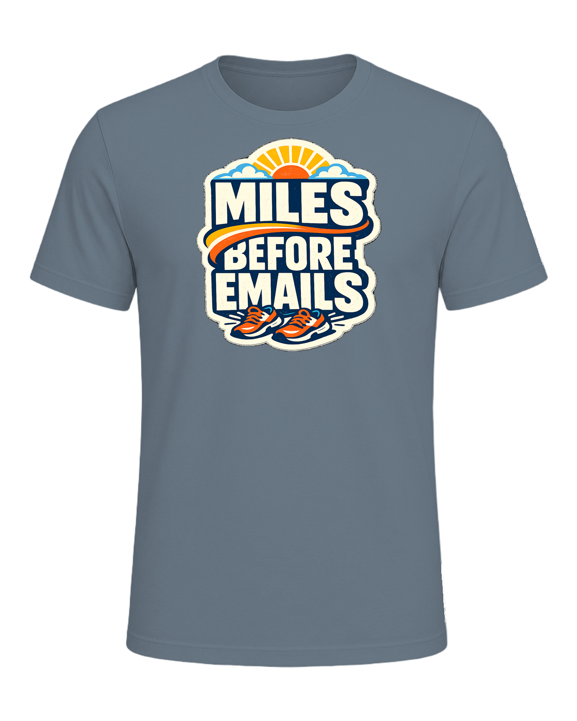 Miles Before Emails Tee — Heather Slate