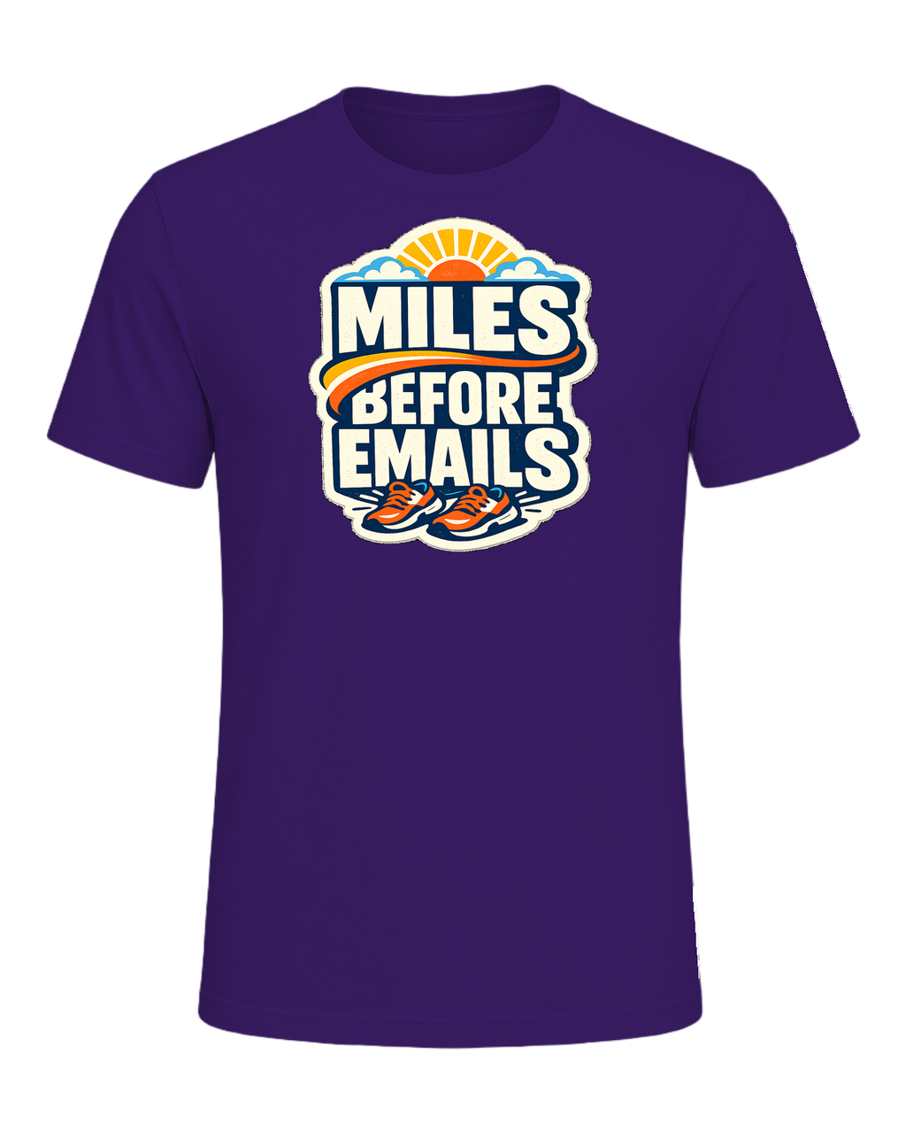 Miles Before Emails Tee — Team Purple