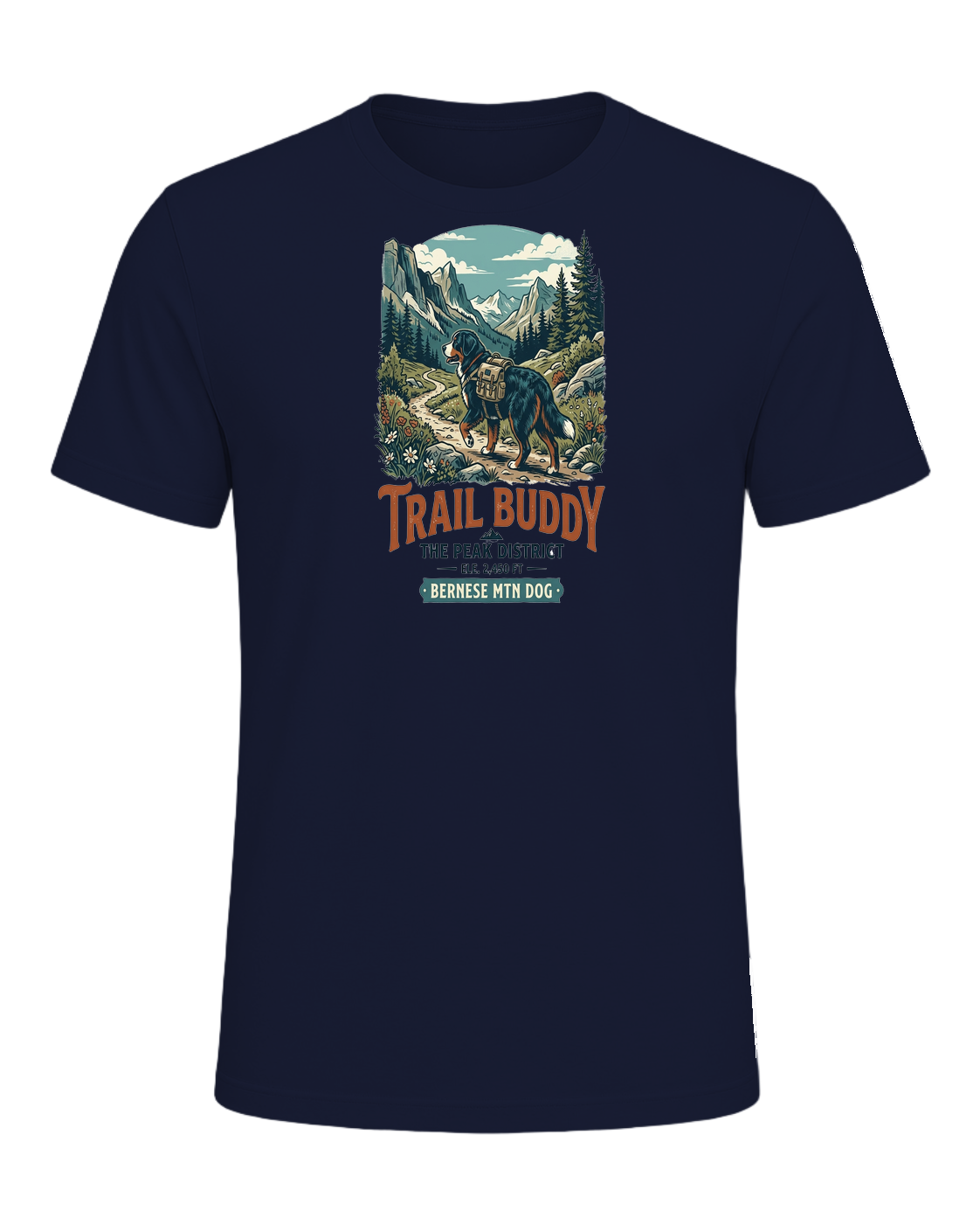 Bernese Mountain Dog Hiking — Navy