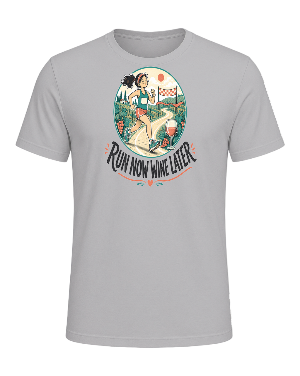 RUN NOW WINE LATER — Athletic Heather