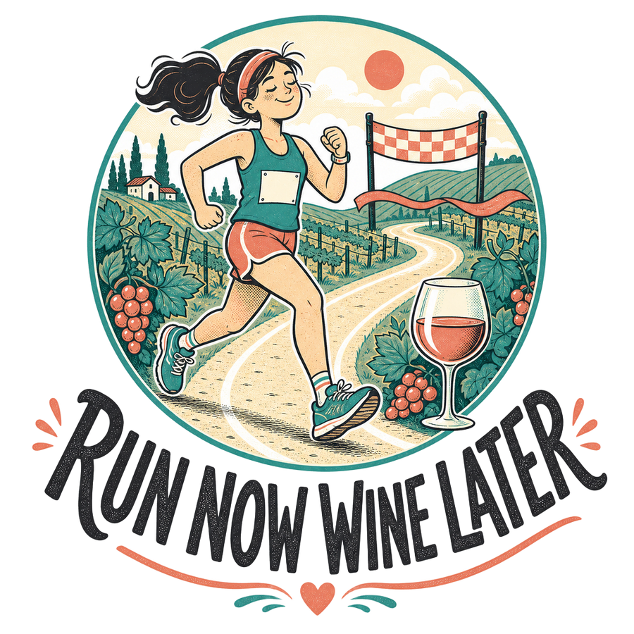 Funny Running T-Shirt — Run Now Wine Later