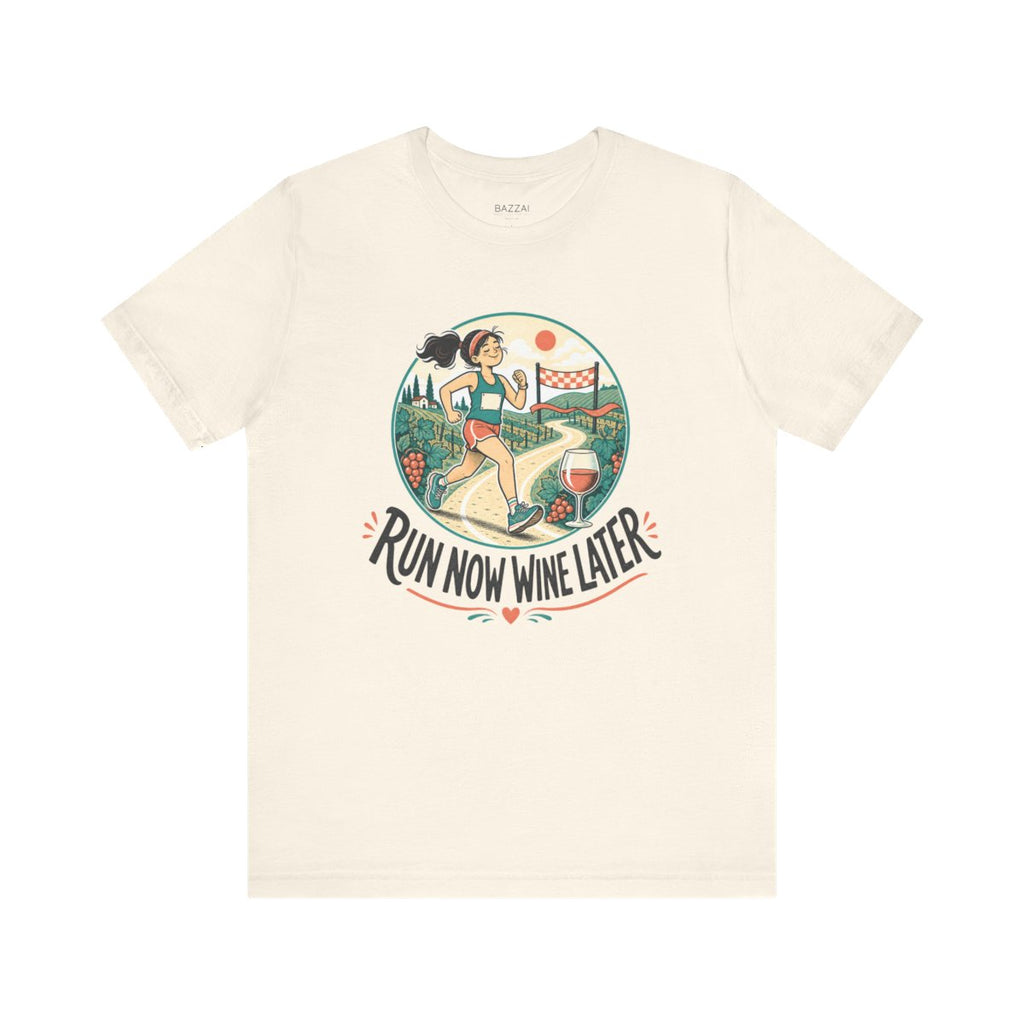 Funny Running T-Shirt — Run Now Wine Later — running t-shirt design