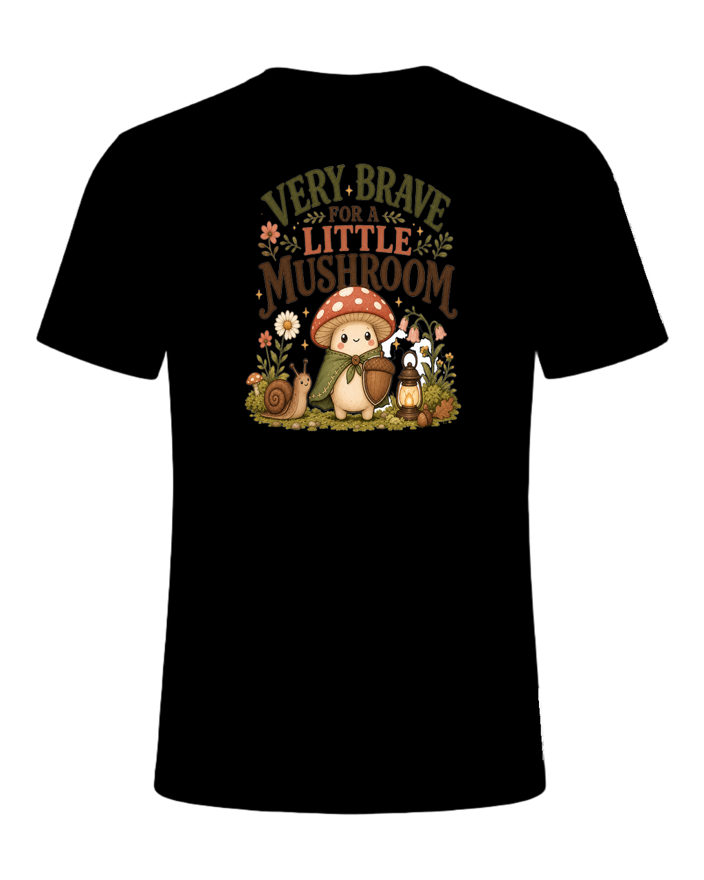 VERY BRAVE FOR A LITTLE MUSHROOM — Black