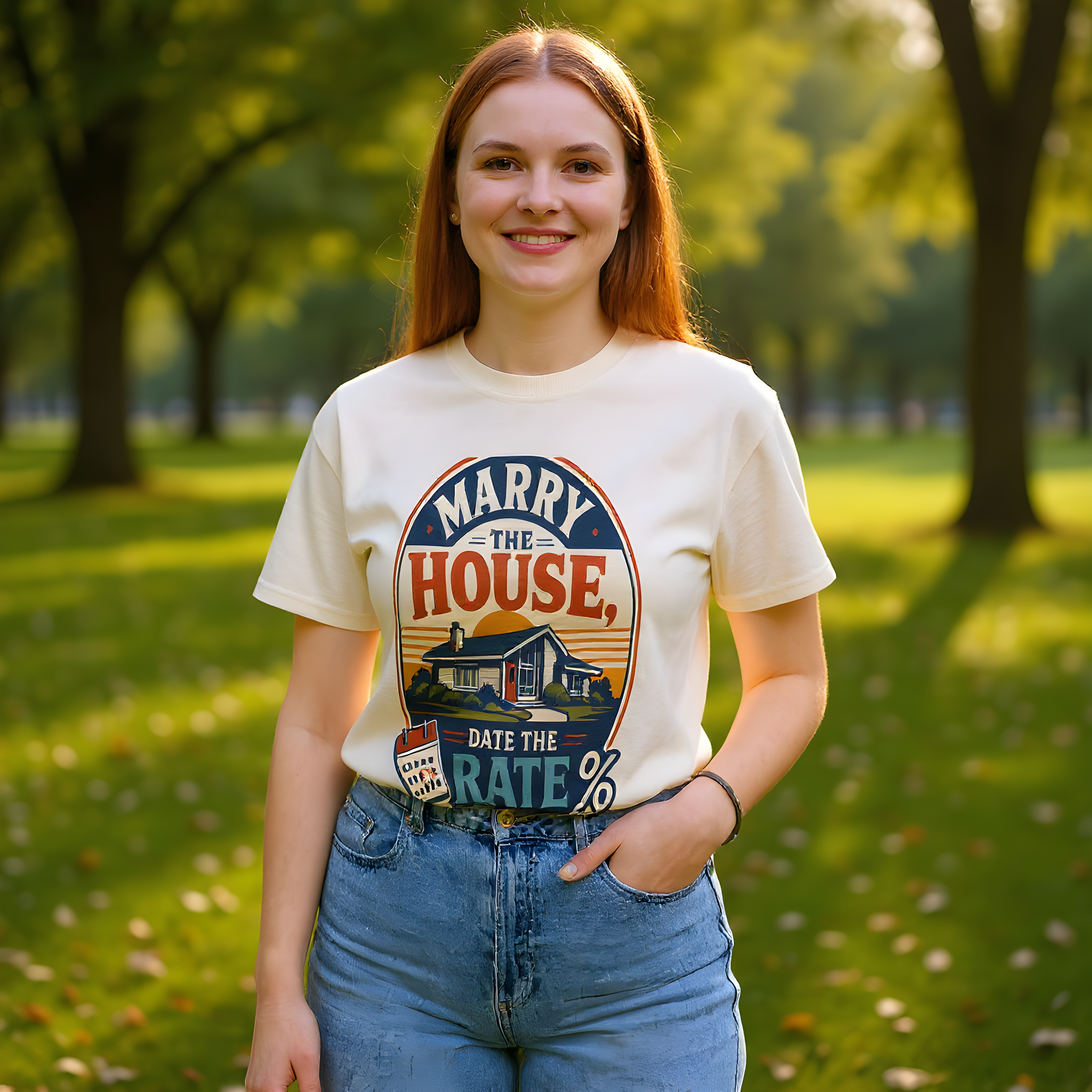 Real Estate Agent T-Shirt — Marry the House, Date the Rate — mortgage t-shirt design