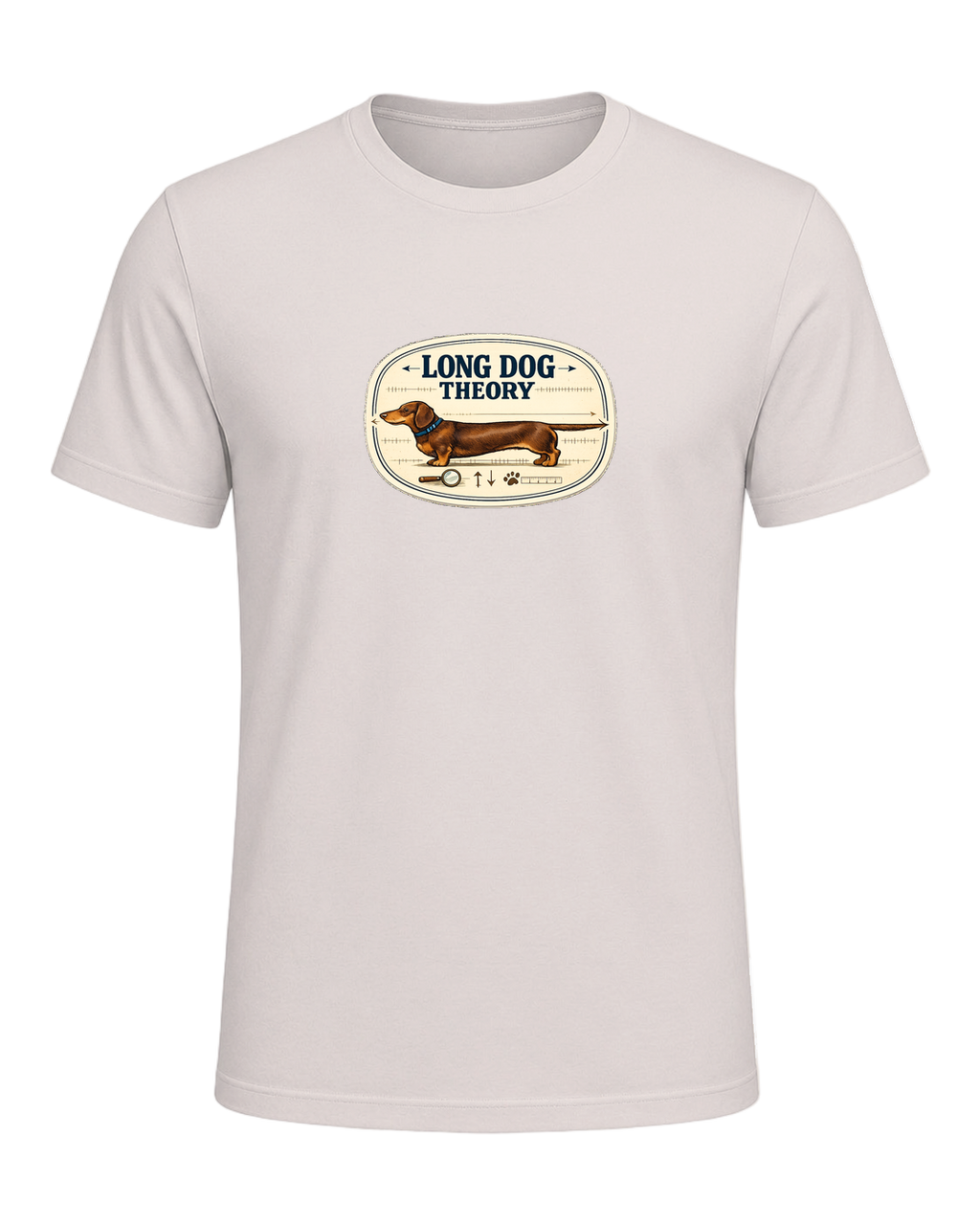 A clever vintage field-note dachshund tee for believers in LONG DOG THEORY. — Heather Dust