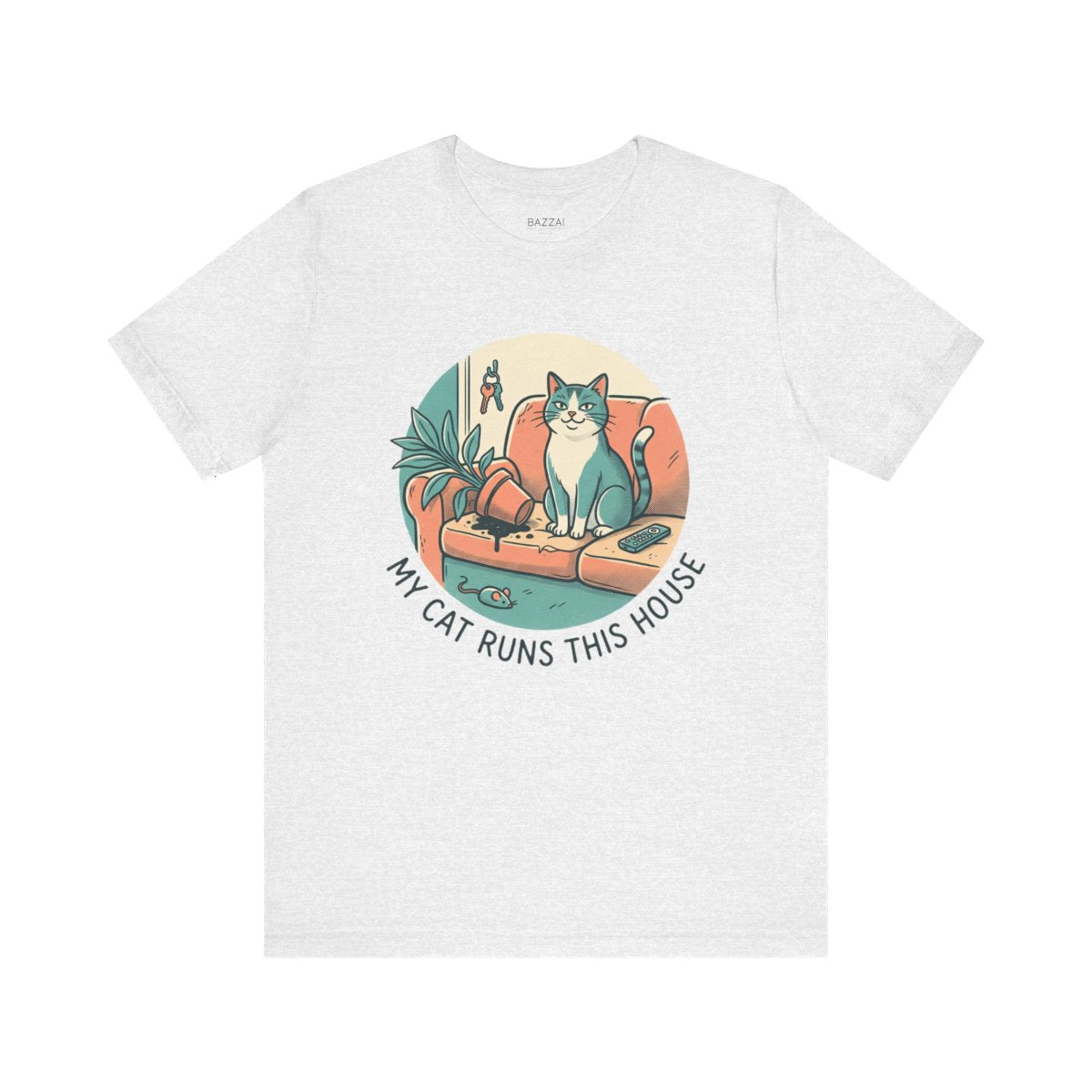 Cat Lover Humor T-Shirt — My Cat Runs This House — t-shirt design
