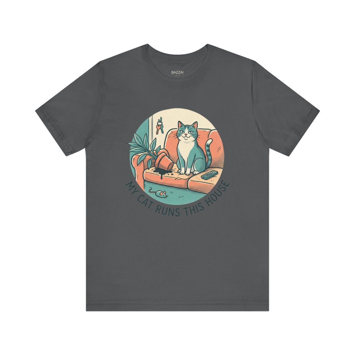 Cat Lover Humor T-Shirt — My Cat Runs This House — t-shirt design