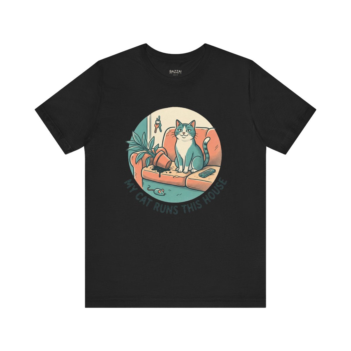 Cat Lover Humor T-Shirt — My Cat Runs This House — t-shirt design