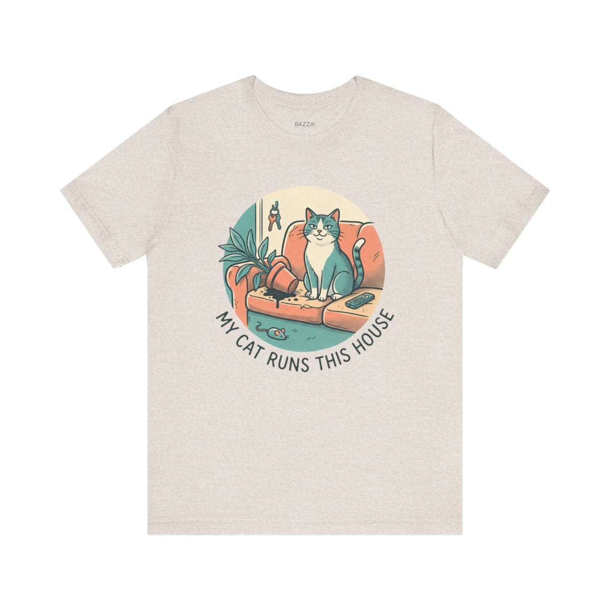Cat Lover Humor T-Shirt — My Cat Runs This House — t-shirt design
