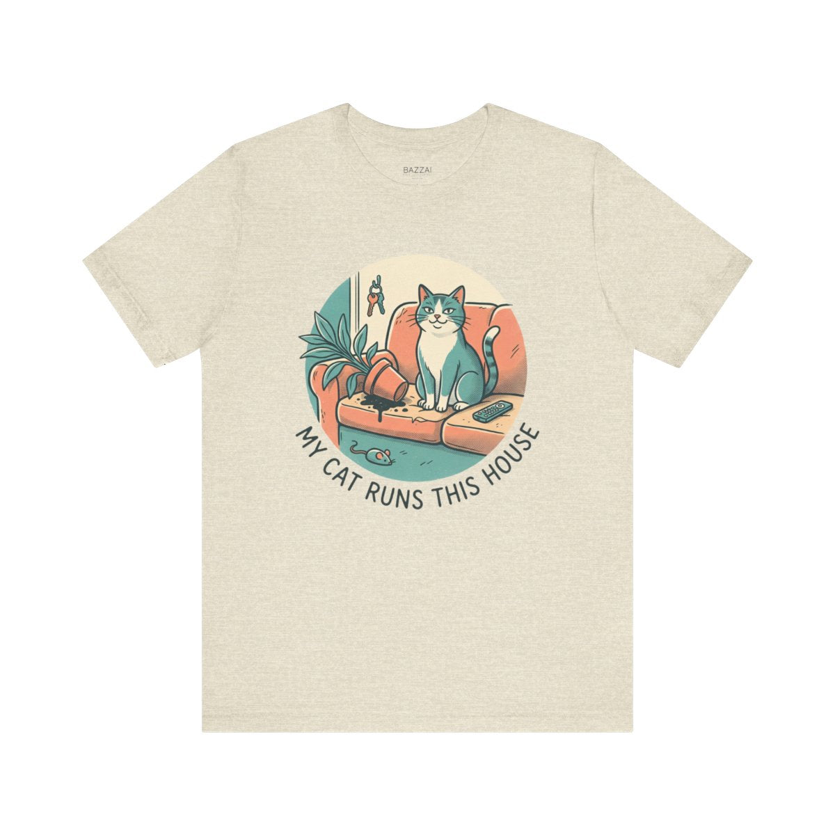 Cat Lover Humor T-Shirt — My Cat Runs This House — t-shirt design