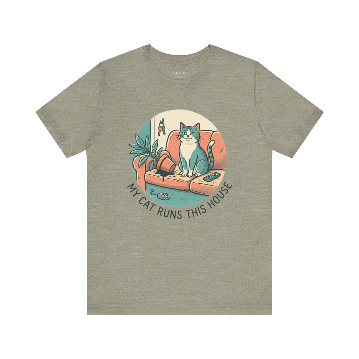 Cat Lover Humor T-Shirt — My Cat Runs This House — t-shirt design